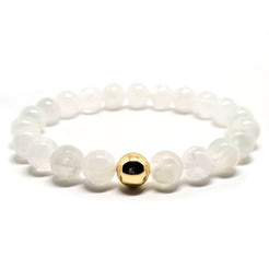 Moonstone gemstone bracelet with 14ct gold accessory