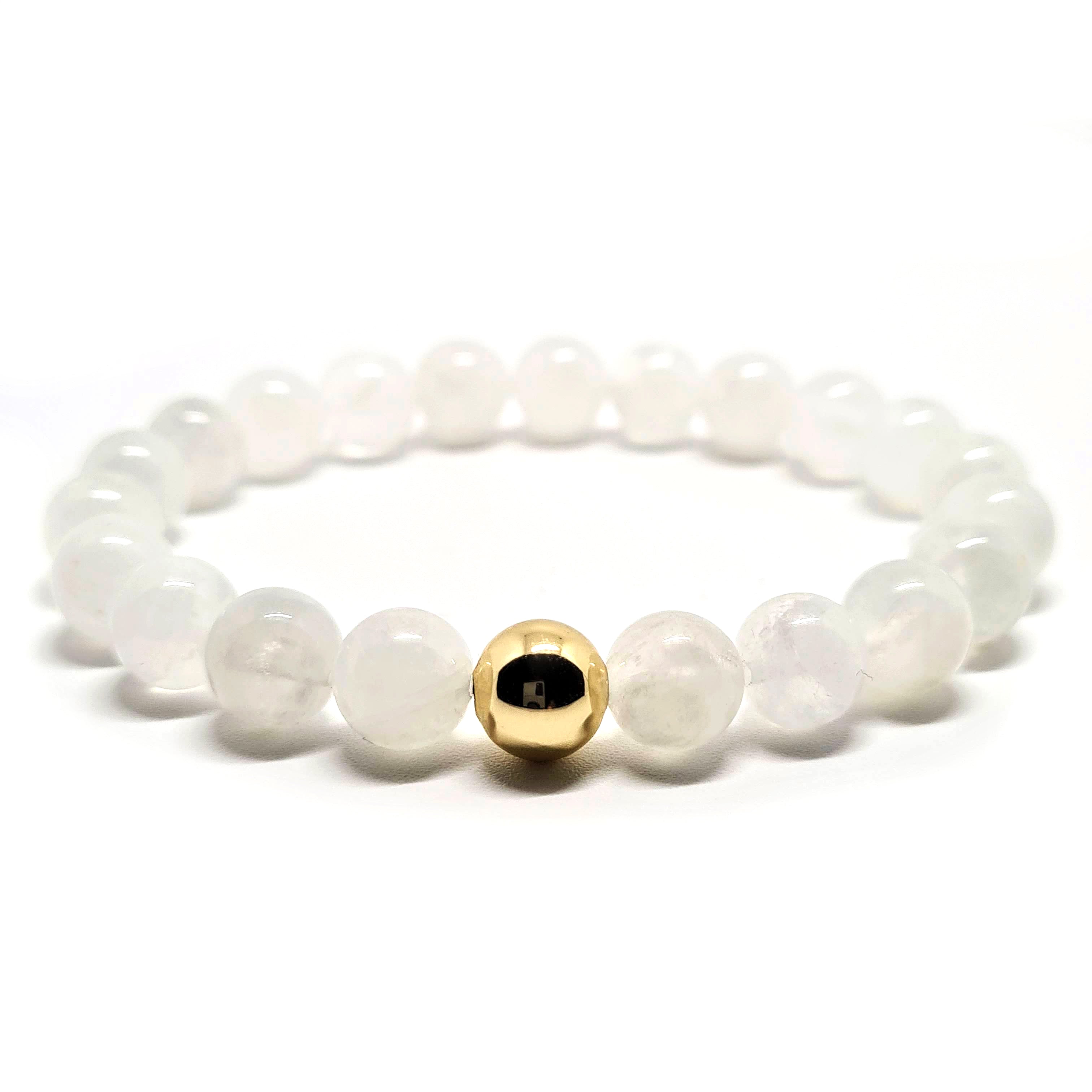 Moonstone gemstone bracelet with 14ct gold accessory