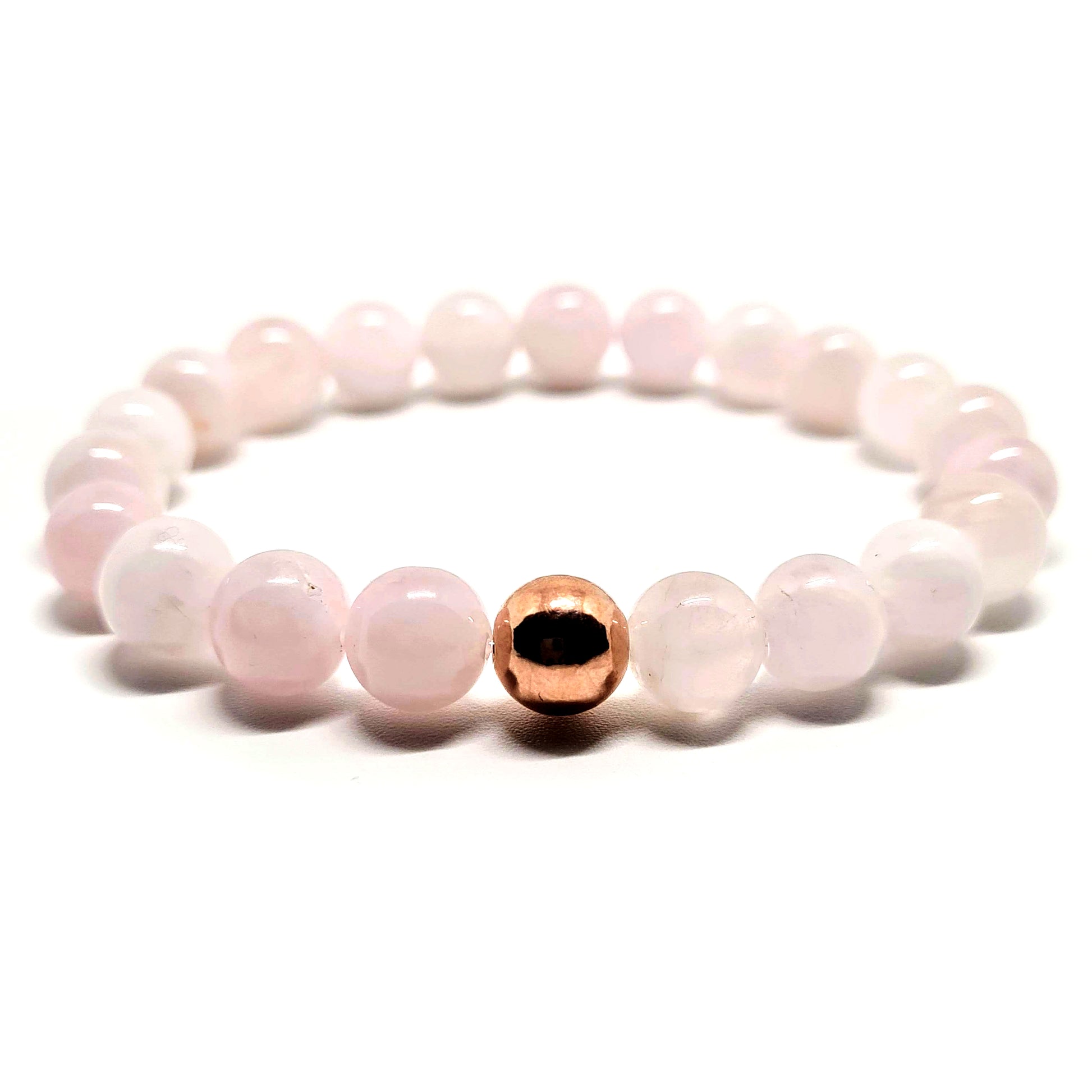 Rose Quartz Gemstone Bracelet with Rose gold filled accessory