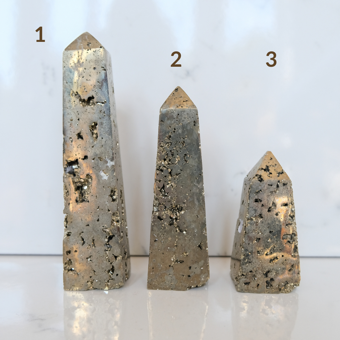 Pyrite tower crystals