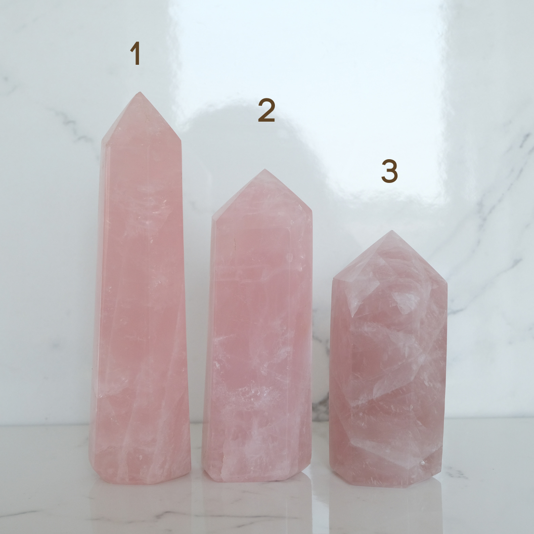Rose quartz towers large