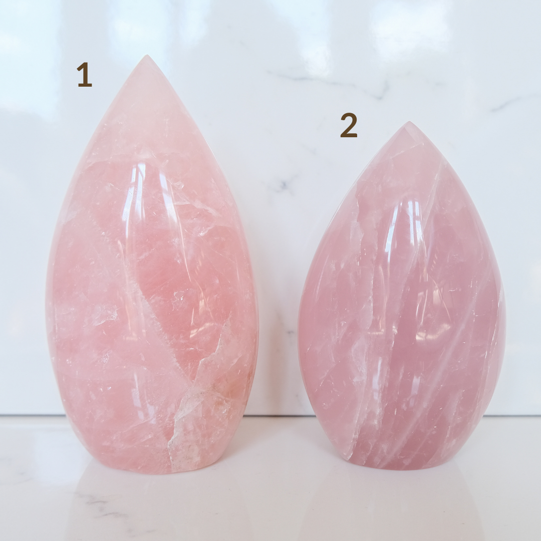 Rose quartz flame crystals