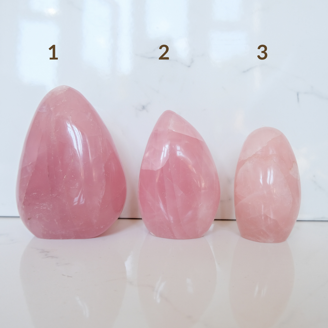 Rose quartz freeform crystals