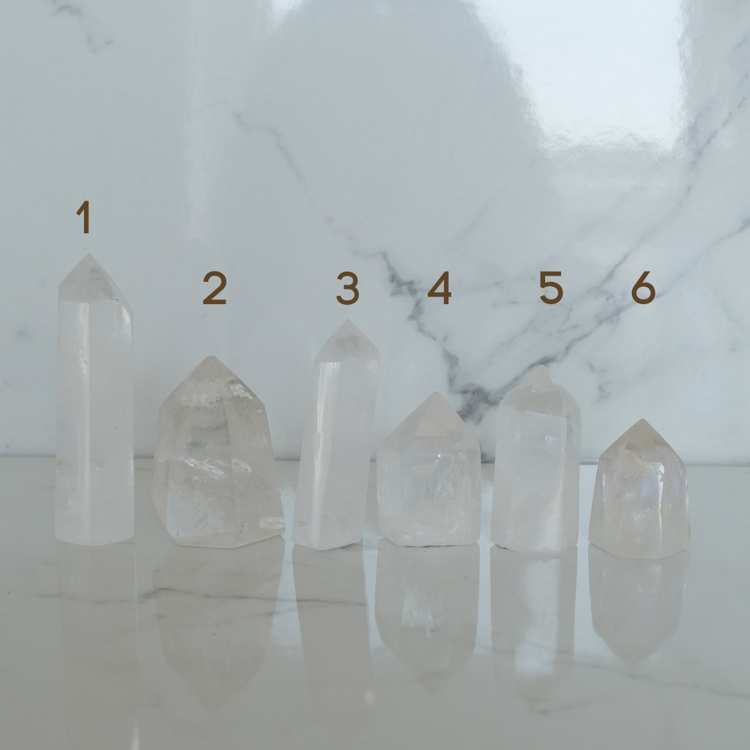 Clear quartz crystal towers