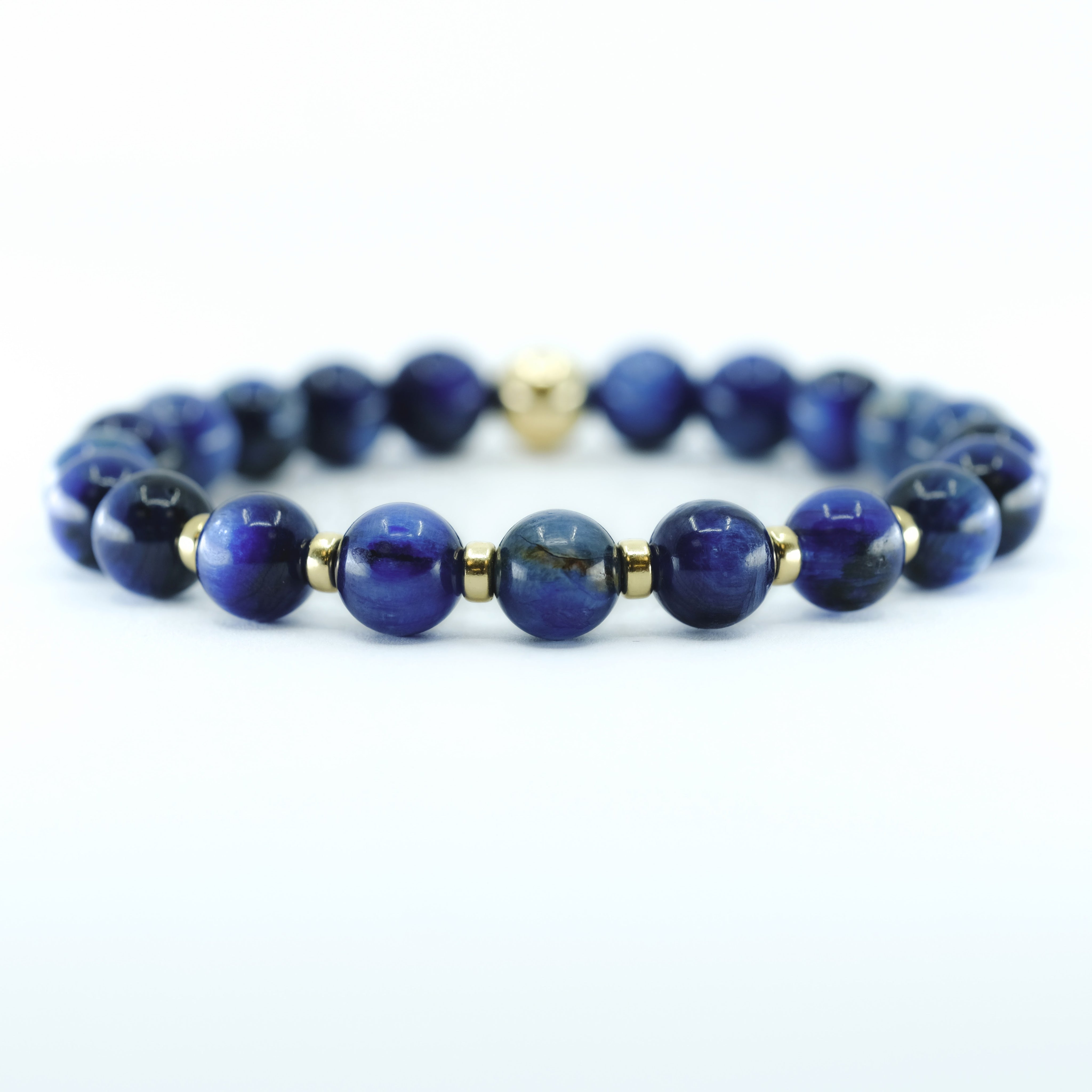 Kyanite gemstone bracelet with Gold accents 