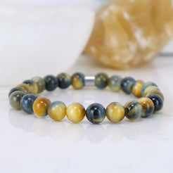 Dream tigers eye gemstone bracelet with stainless steel accessory