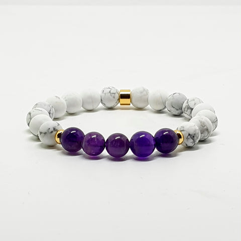 HOWLITE WITH AMETHYST ENERGY GEMSTONE BRACELET