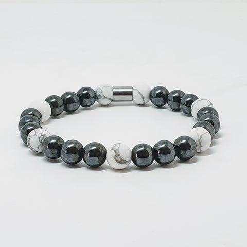 hematite and howlite beaded energy bracelet