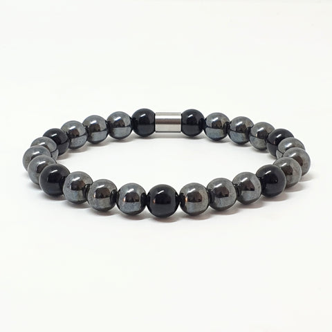 hematite and onyx beaded energy bracelet