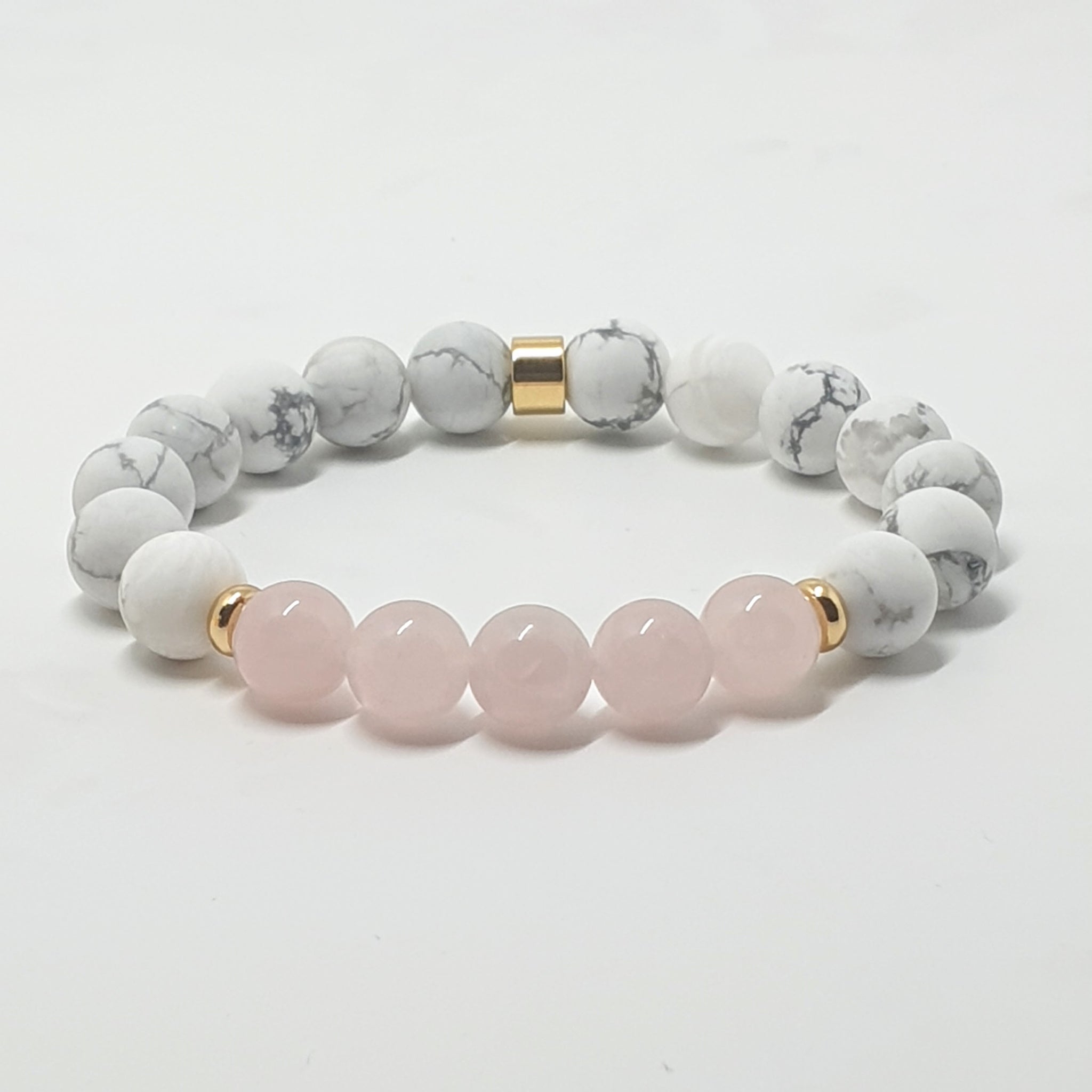 Howlite and Rose quartz beaded energy bracelet