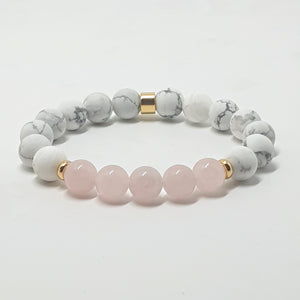 Howlite and Rose quartz beaded energy bracelet