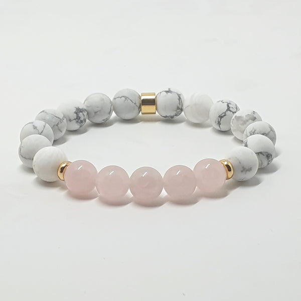 Howlite and Rose quartz beaded energy bracelet