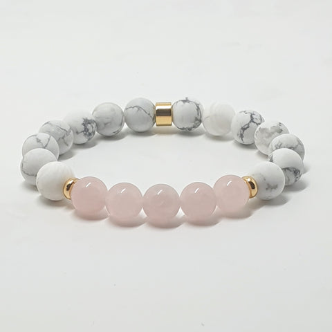 Howlite and Rose quartz beaded energy bracelet