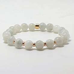 Blue Moonstone stretch beaded energy bracelet with 18ct gold plated accents