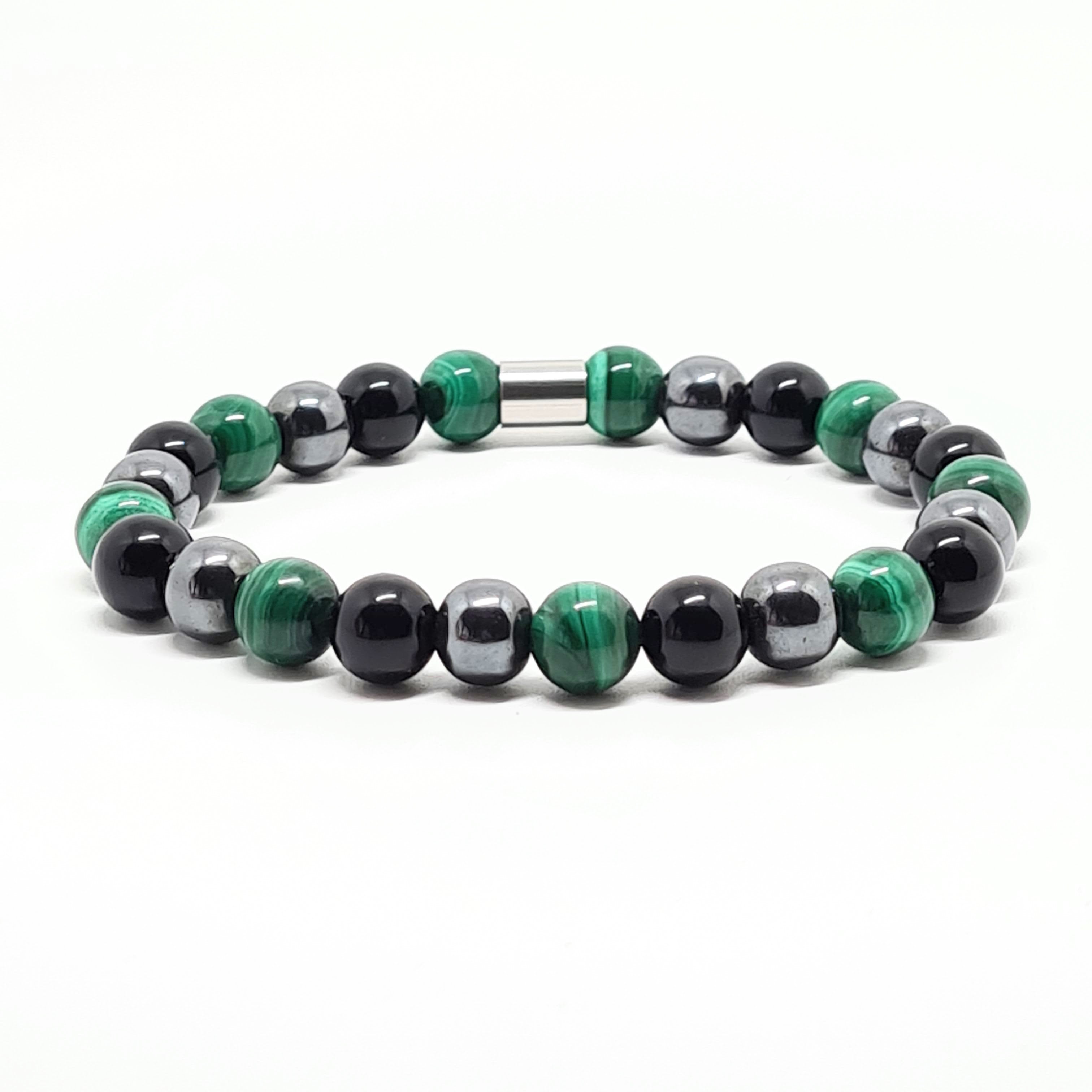 Malachite Hematite and Onyx Energy Gemstone Bracelet