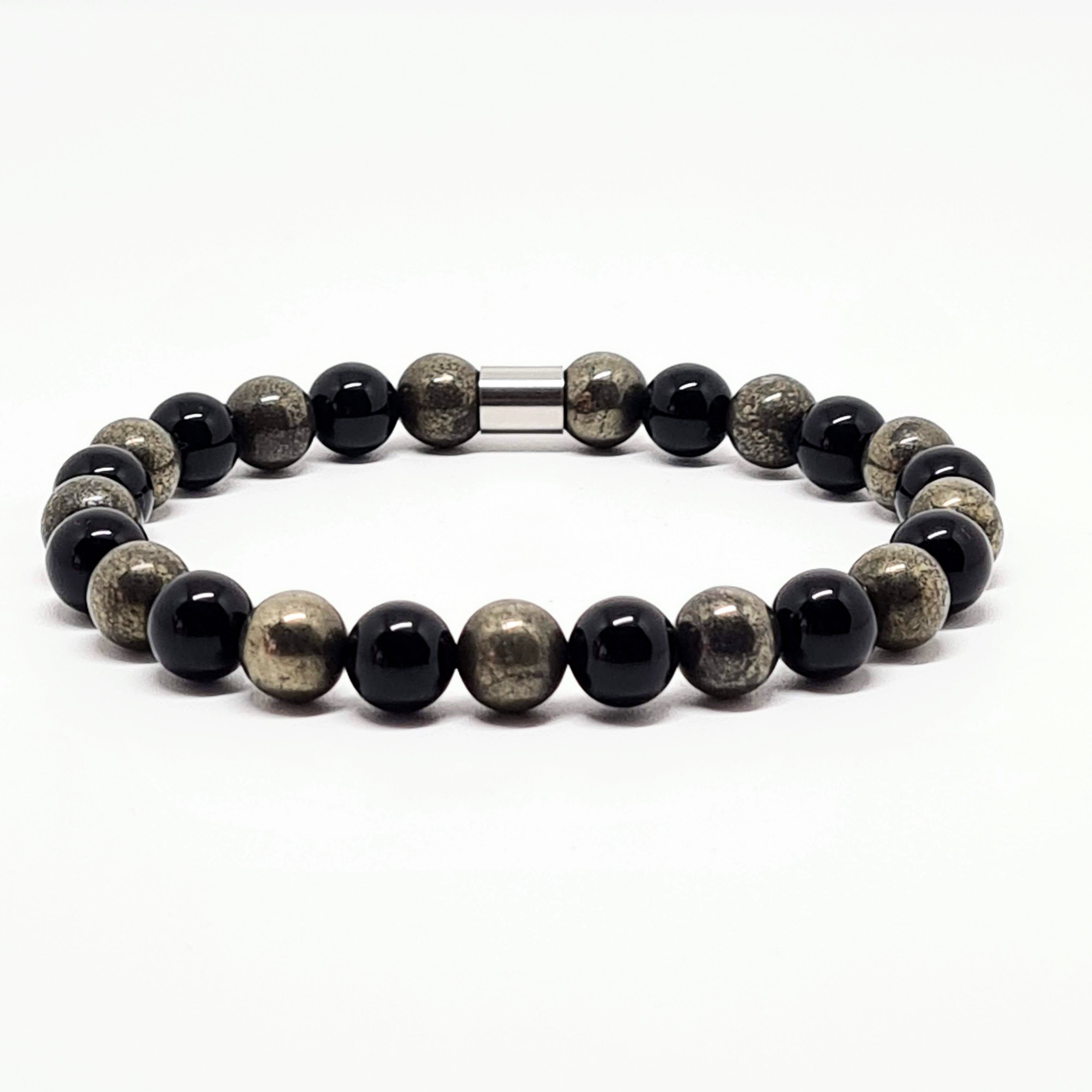 Onyx and Pyrite Essential Energy Gemstone Bracelet
