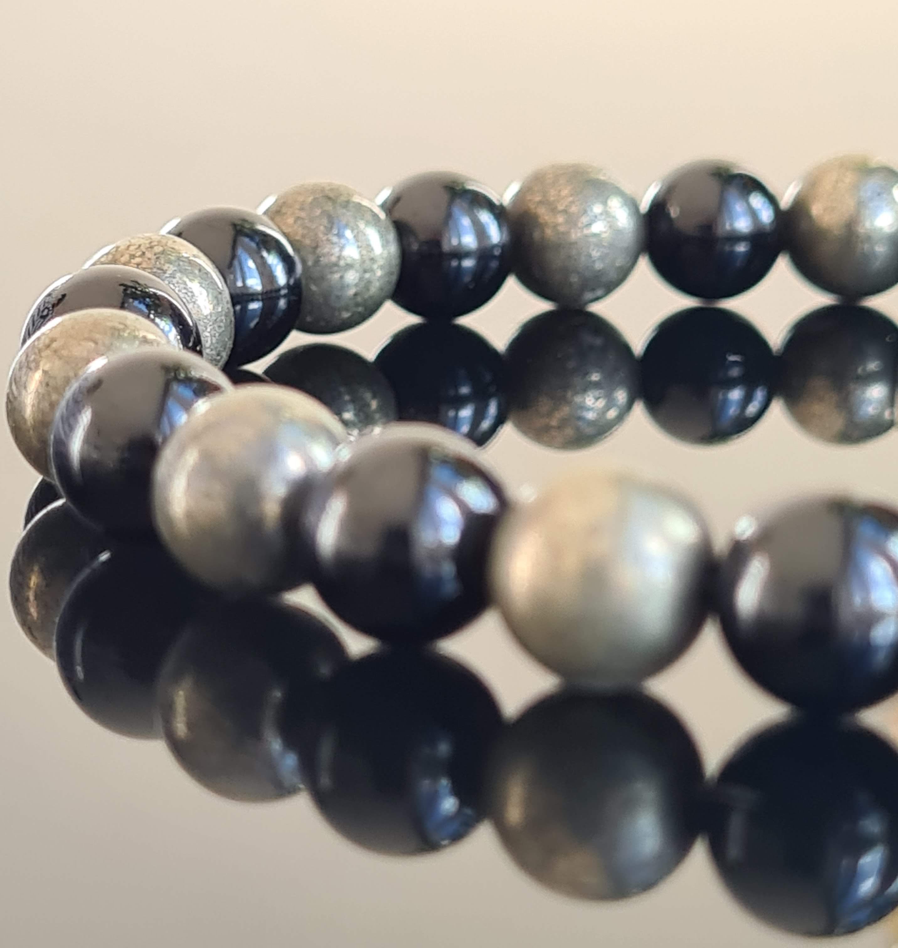 Onyx and Pyrite Essential Energy Gemstone Bracelet