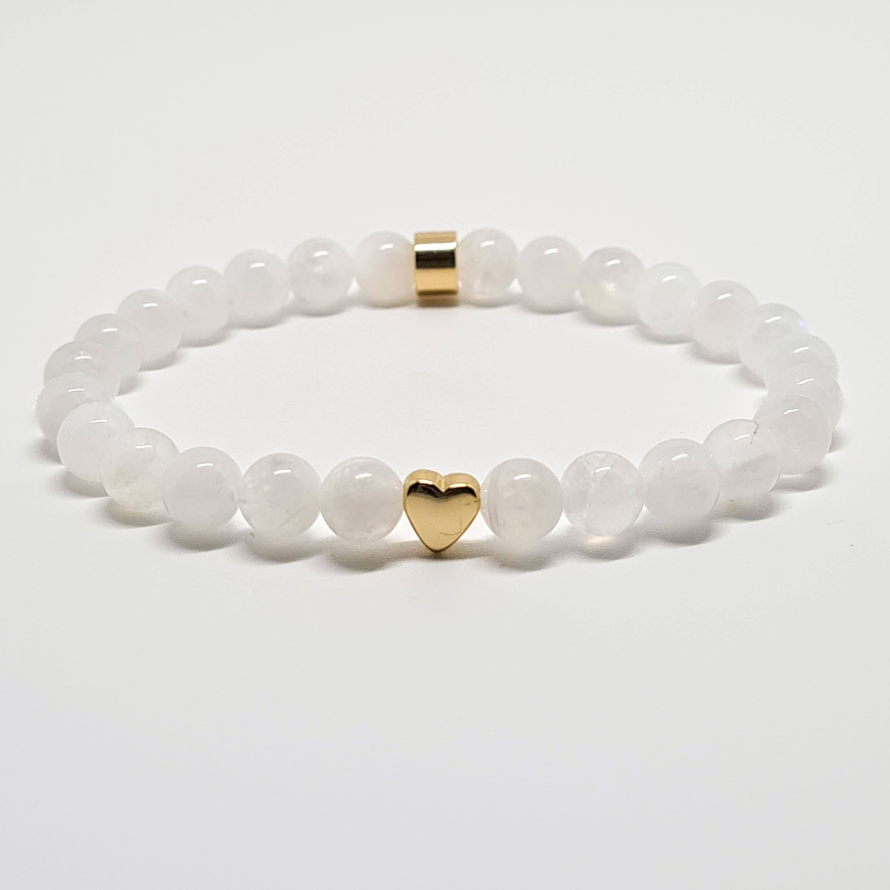 Moonstone Energy Gemstone Bracelet with Love Heart