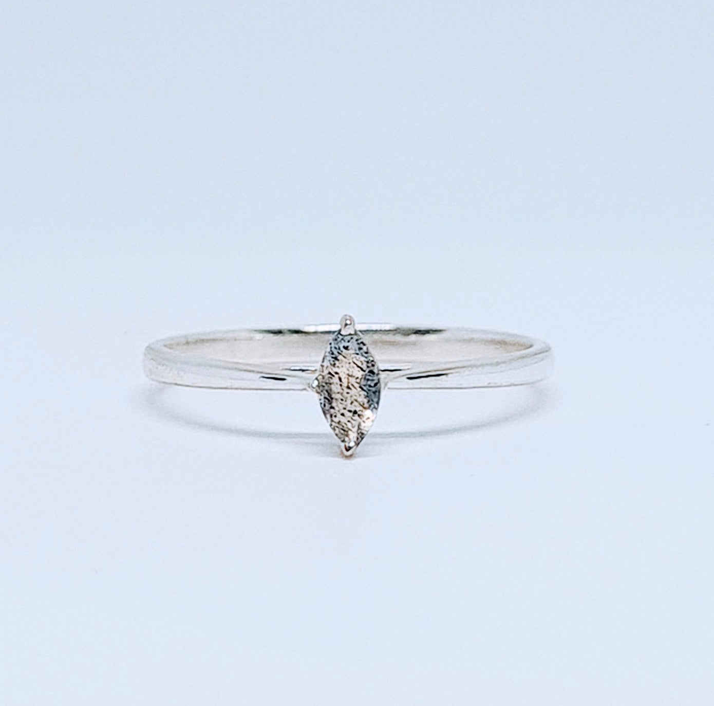 A labradorite minimal marquis gemstone ring in silver