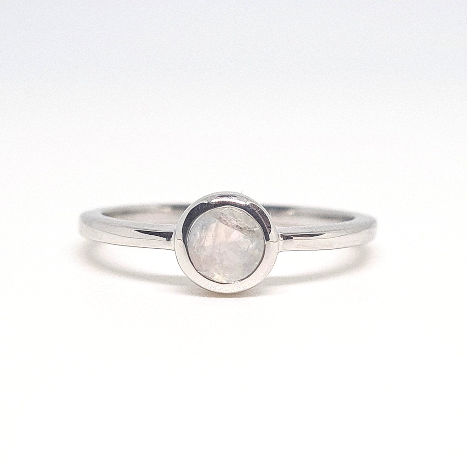 Rainbow Moonstone Minimal Circle Gemstone Ring Sample Sale