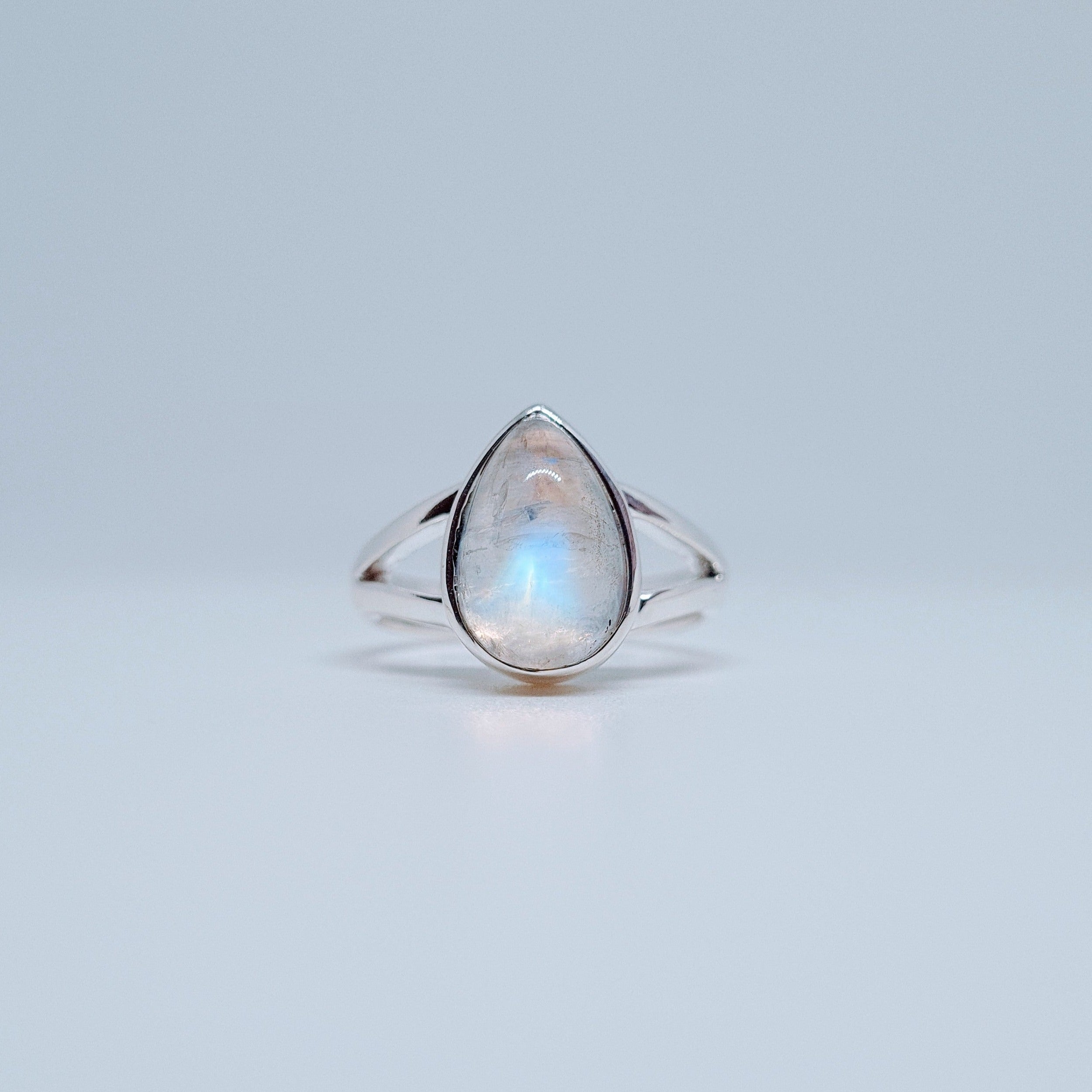 Rainbow Moonstone Teardrop Gemstone Ring Sample Sale