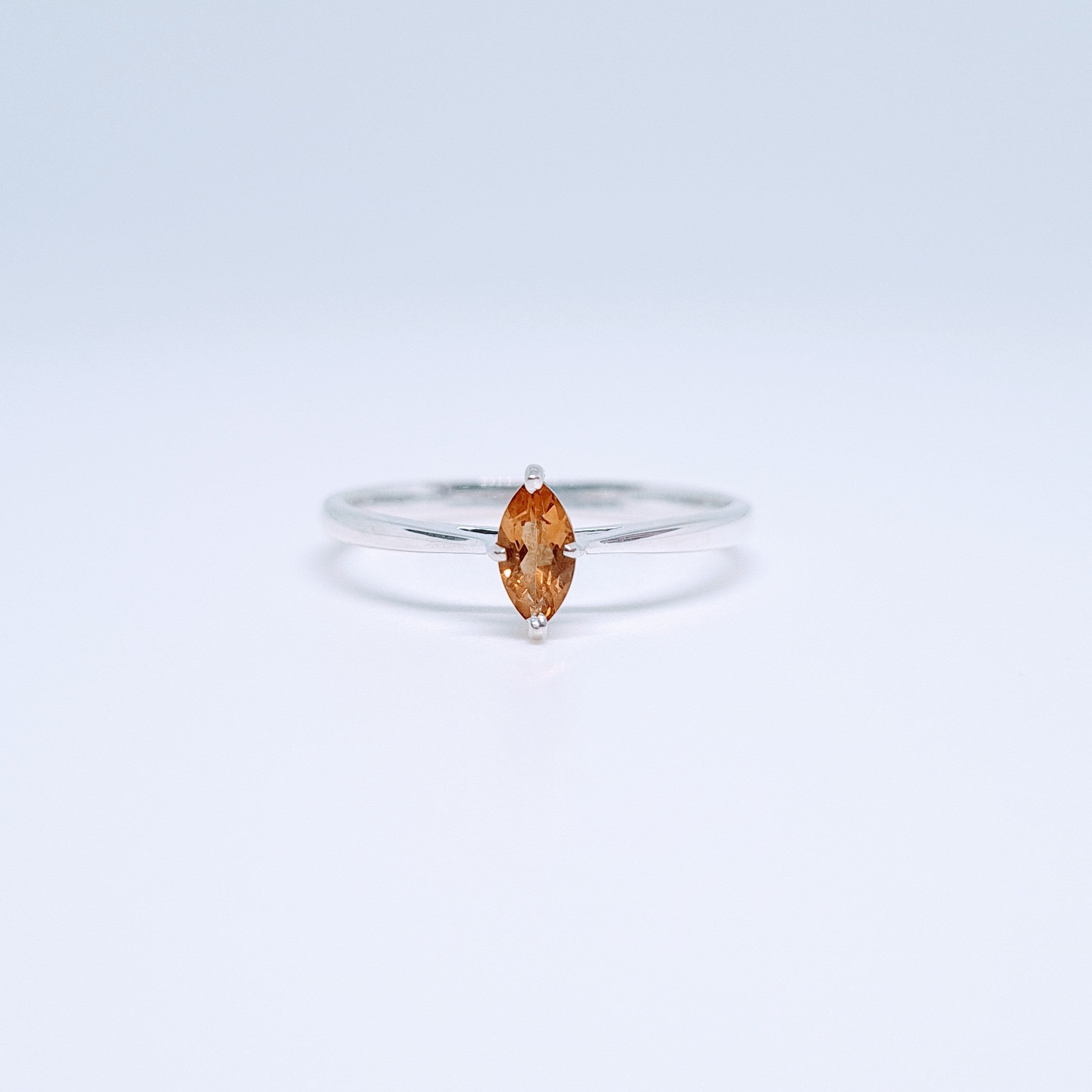 Citrine gemstone ring in marquis setting