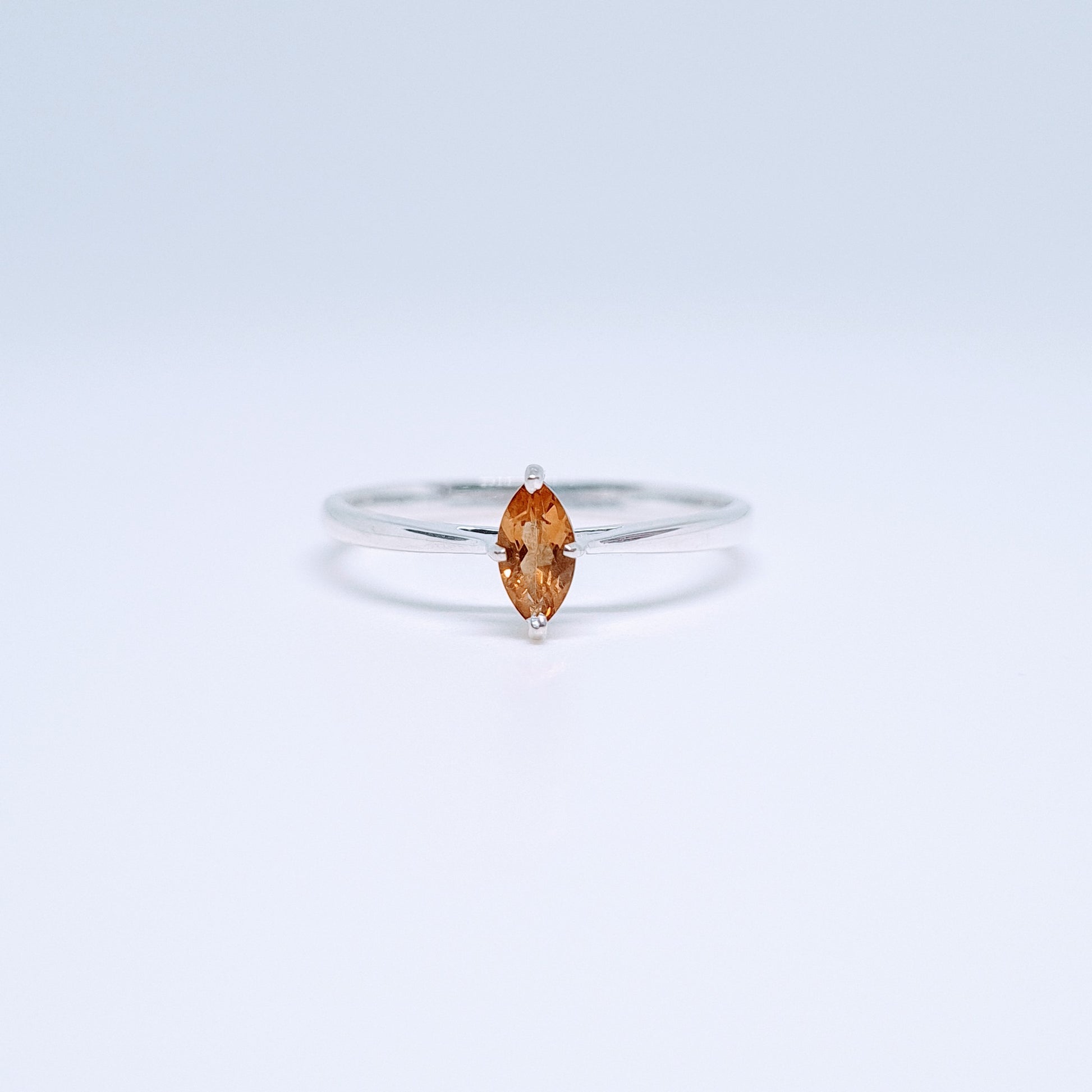Citrine gemstone ring in marquis setting