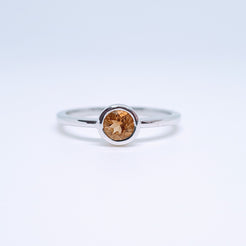 Citrine minimal circle gemstone ring in silver