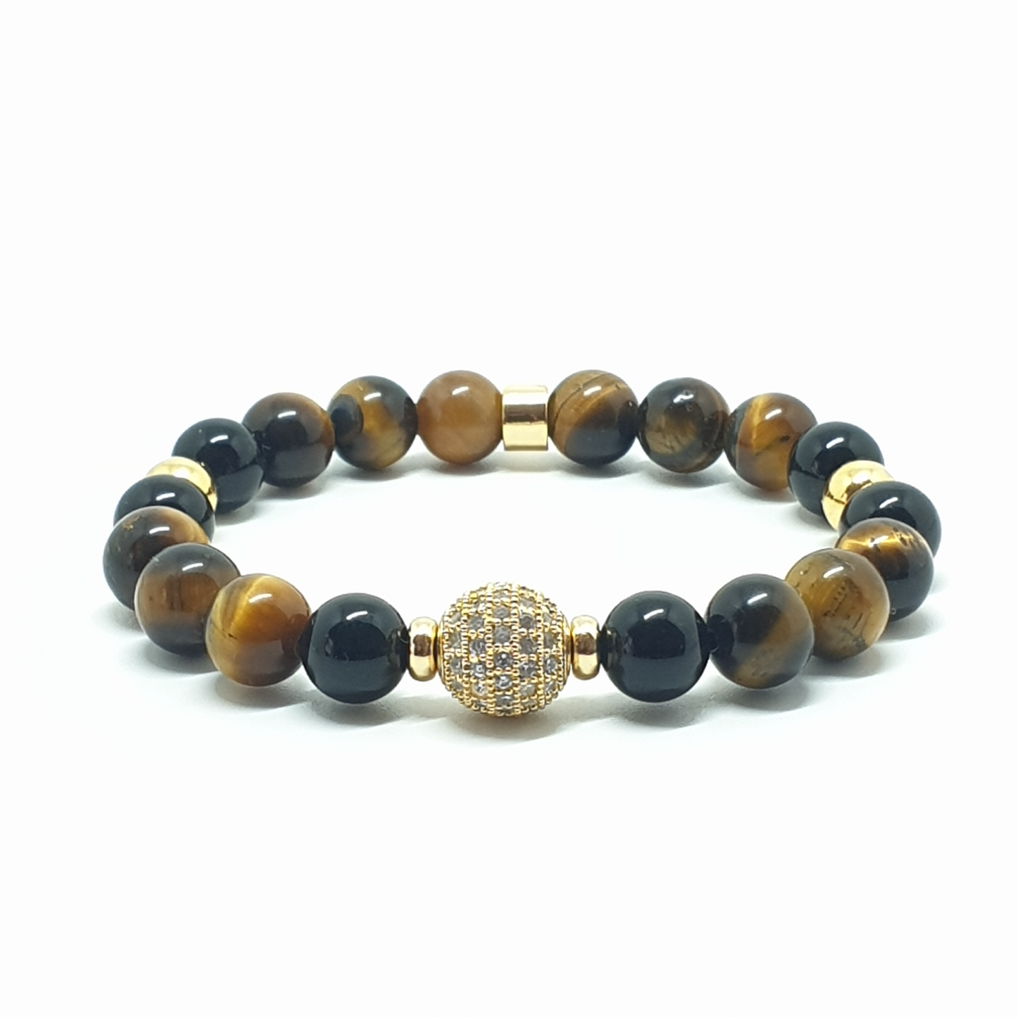 TIGER EYE AND ONYX ENERGY GEMSTONE BRACELET
