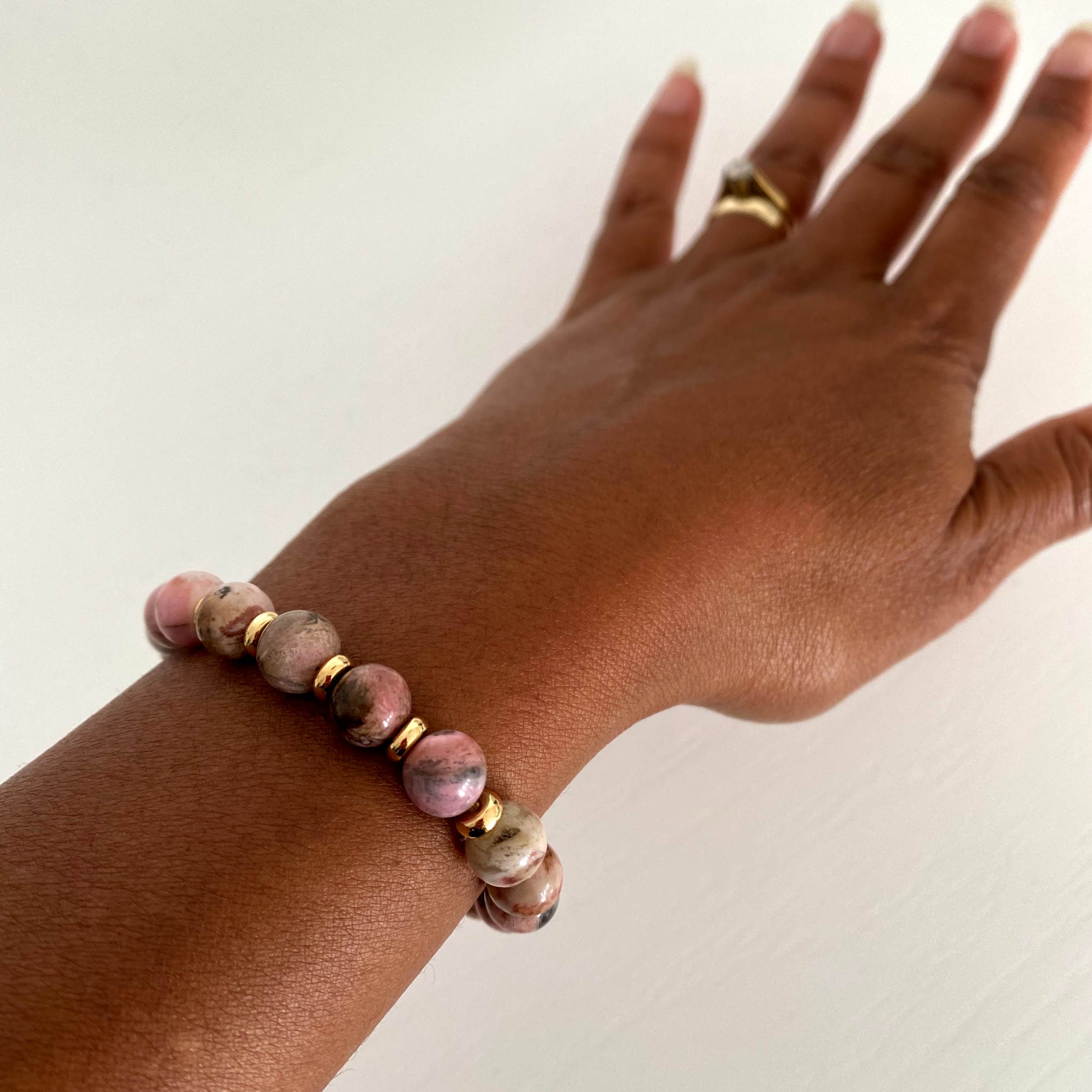 8mm Rhodonite on a female wrist