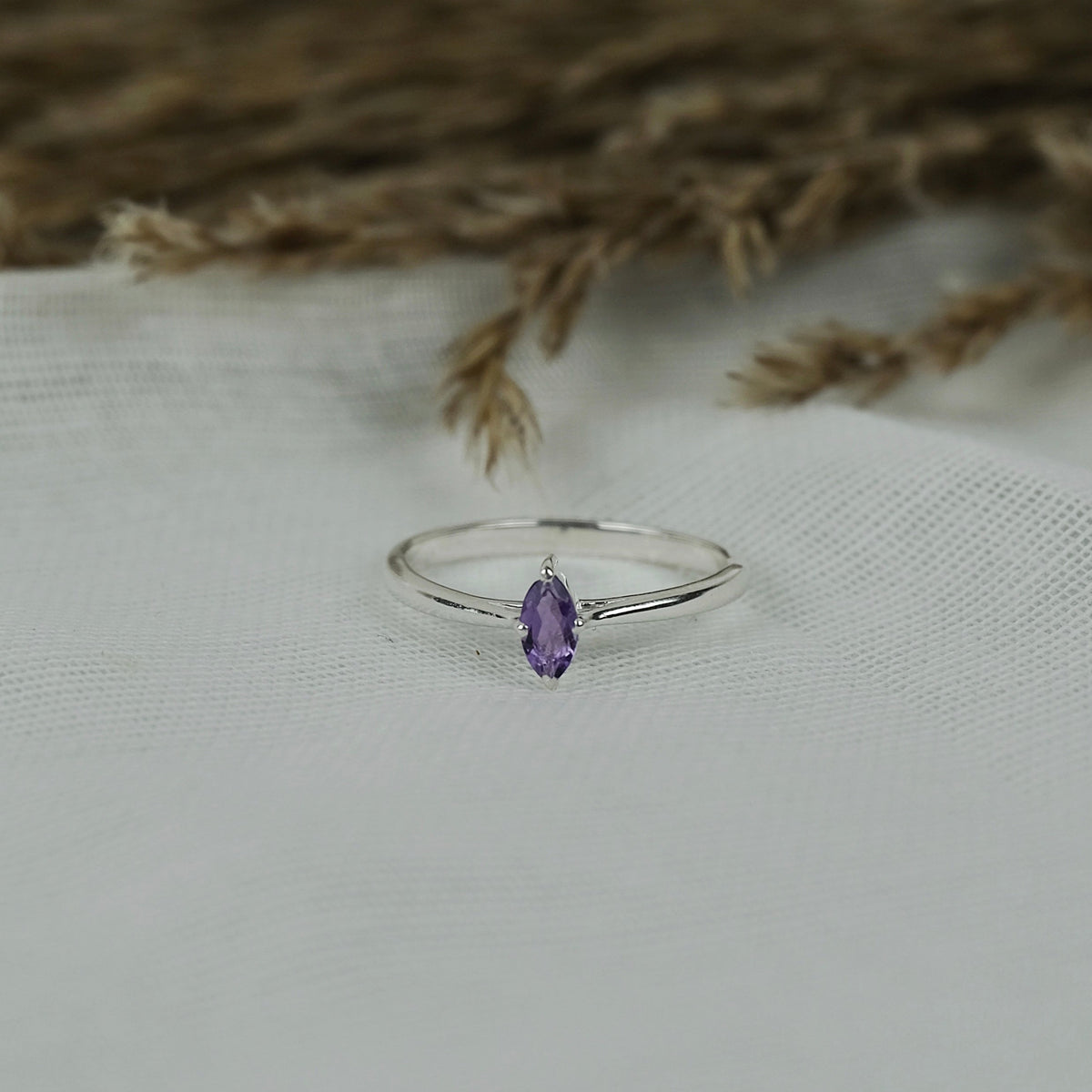 Amethyst Minimal Marquis Gemstone Ring Sample Sale