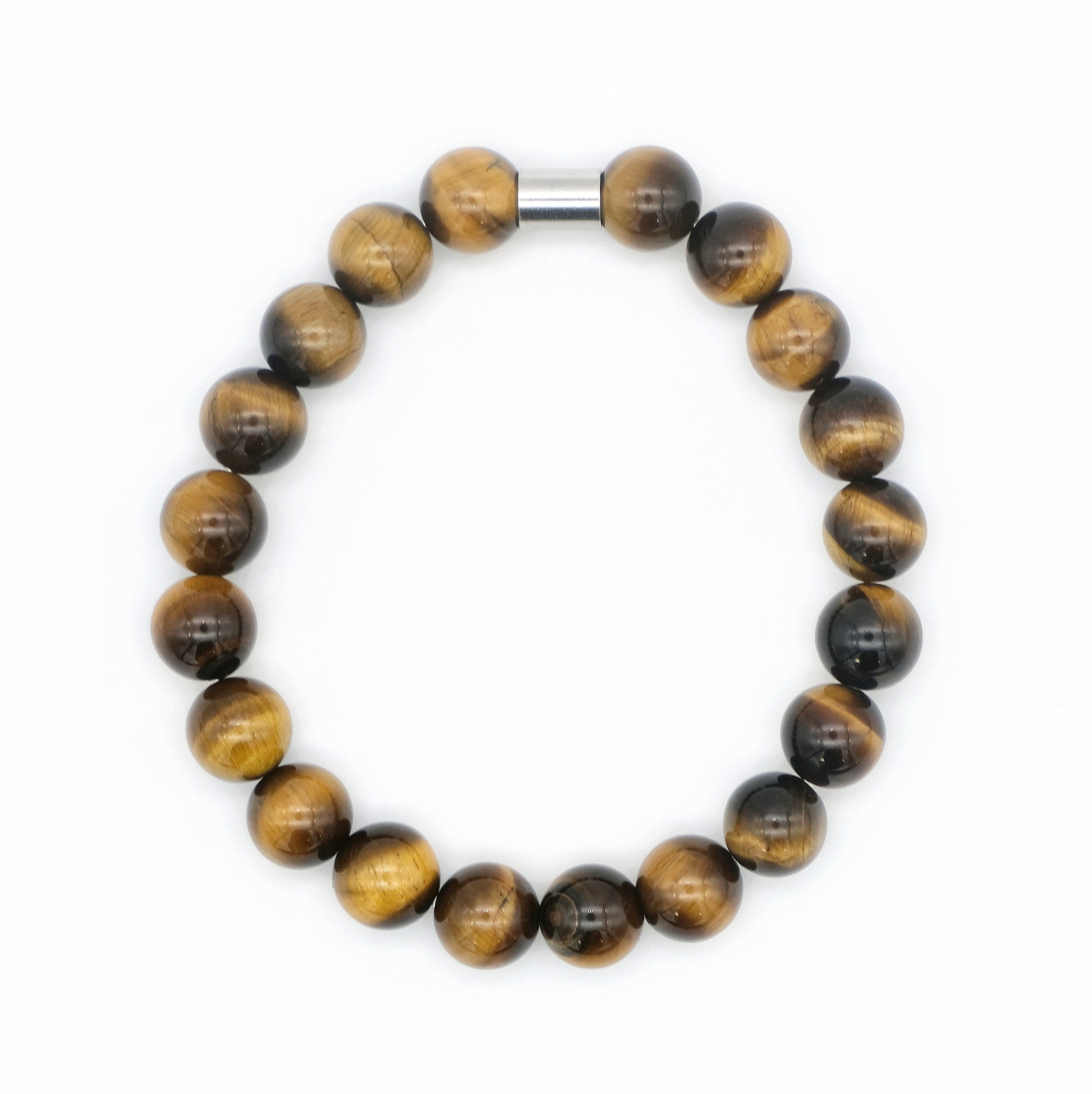 tiger eye gemstone bracelet in 10mm beads from above