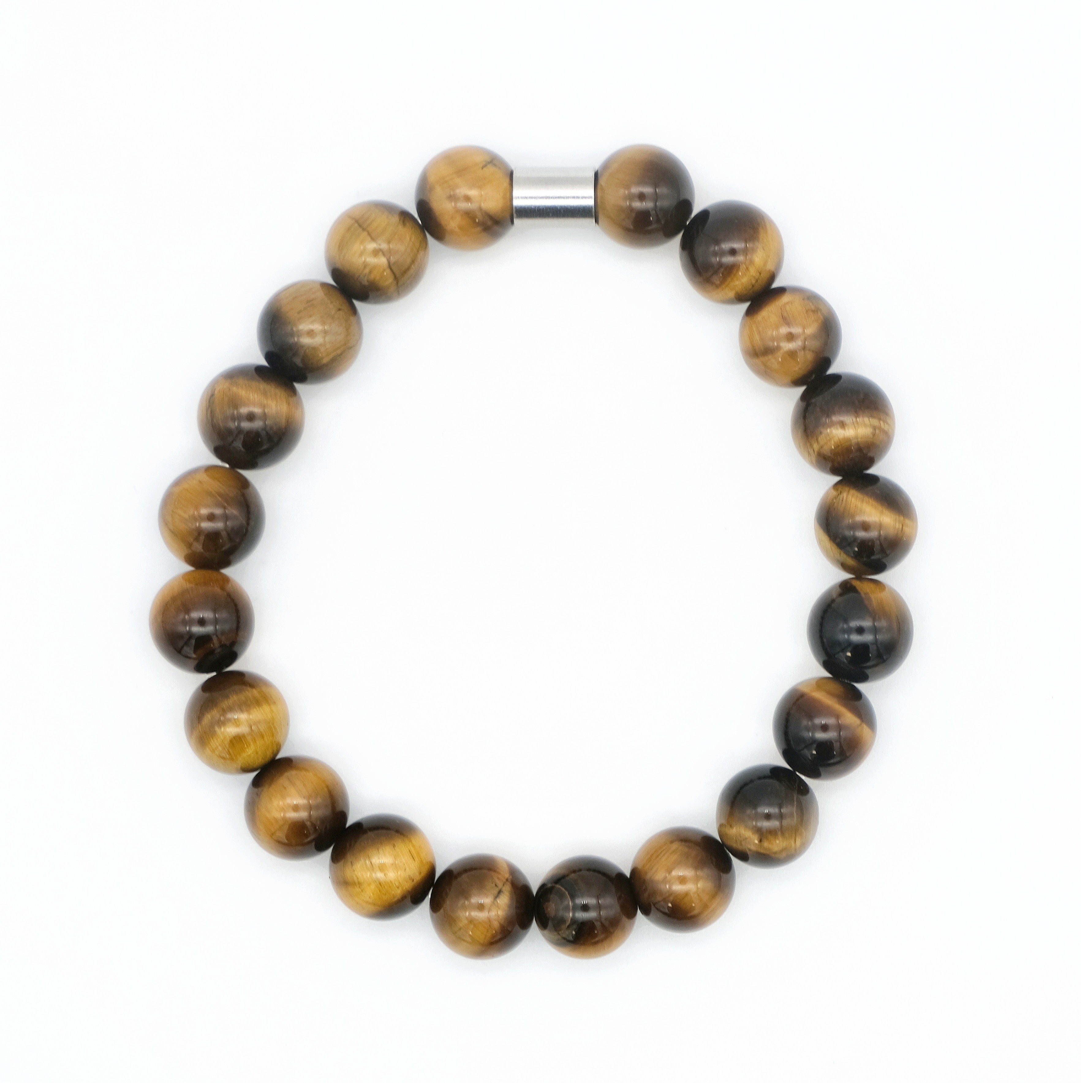 tiger eye gemstone bracelet in 10mm beads from above