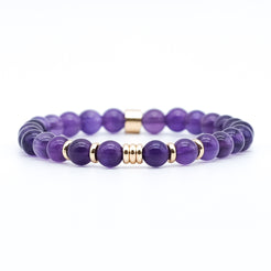 6mm Amethyst Bracelet with 18ct gold plated accessories