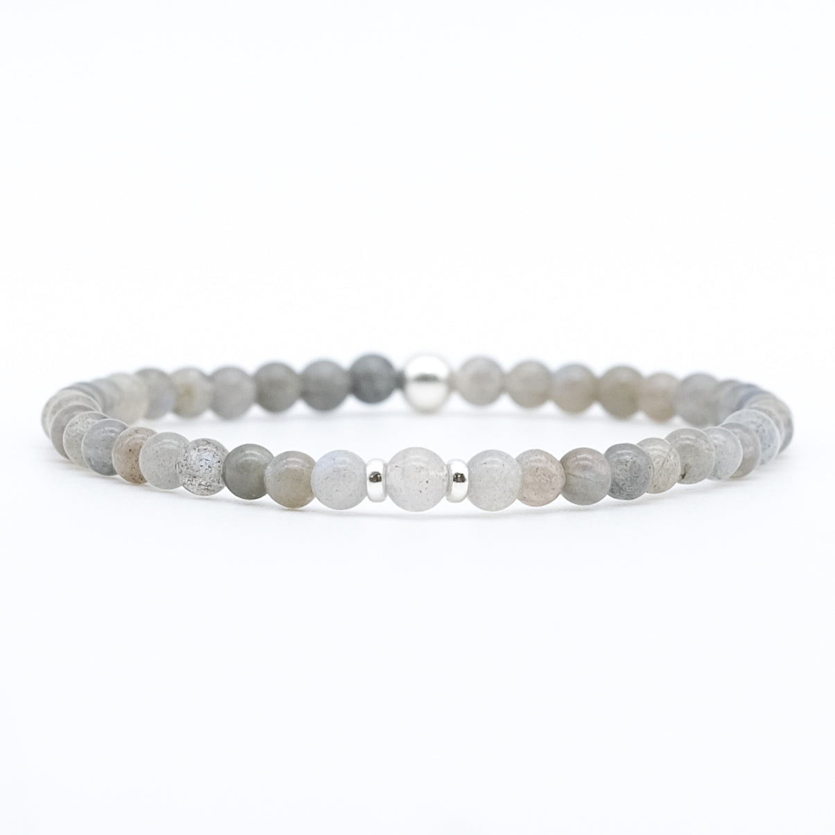 4mm labradorite gemstone bracelet with silver accessories
