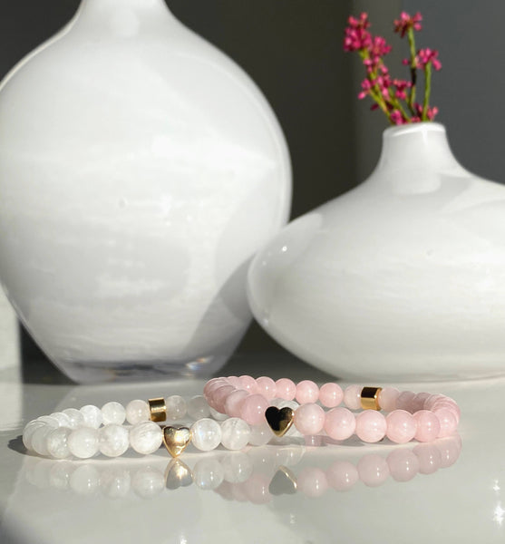 MOONSTONE ENERGY GEMSTONE BRACELET WITH LOVE HEART