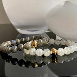 Labradorite and moonstone gemstone bracelets