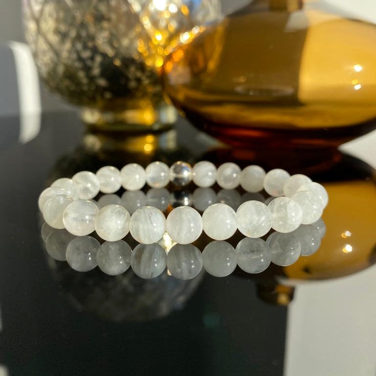Moonstone Gemstone Bracelet with Silver accessory
