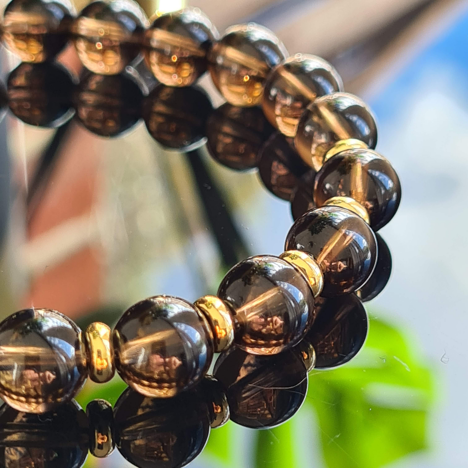 Close up of 8mm Smoky Quartz