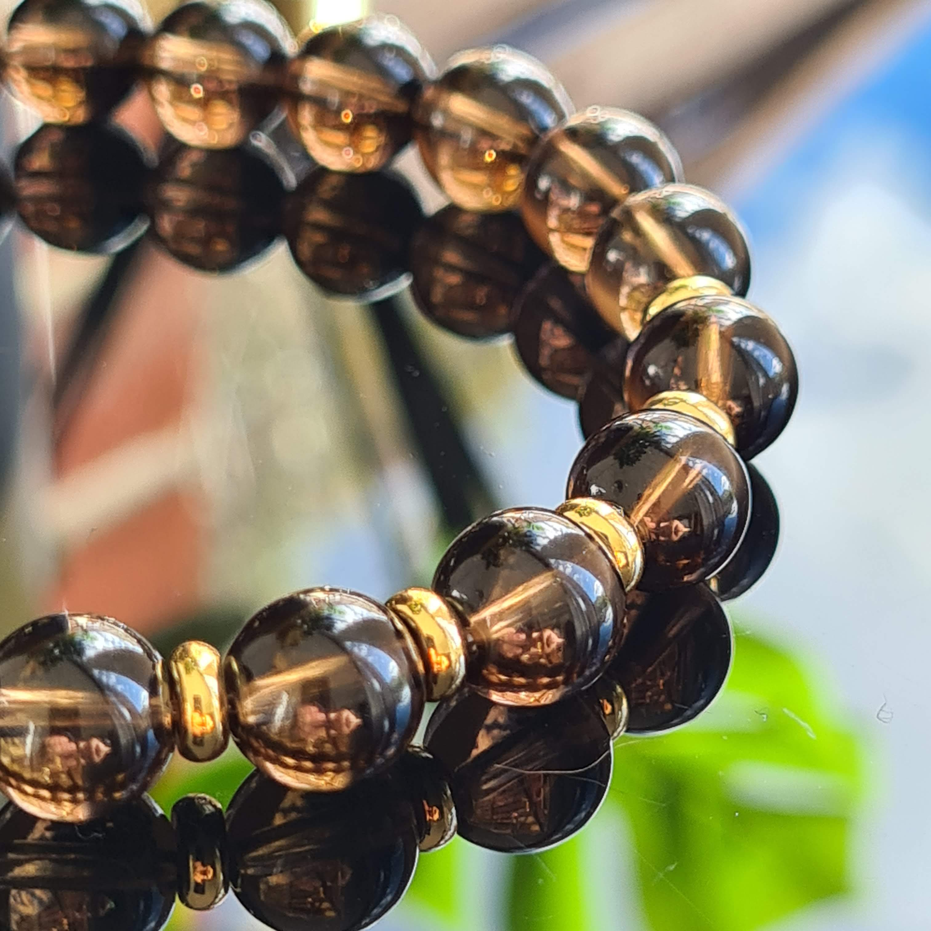 Close up of 8mm Smoky Quartz