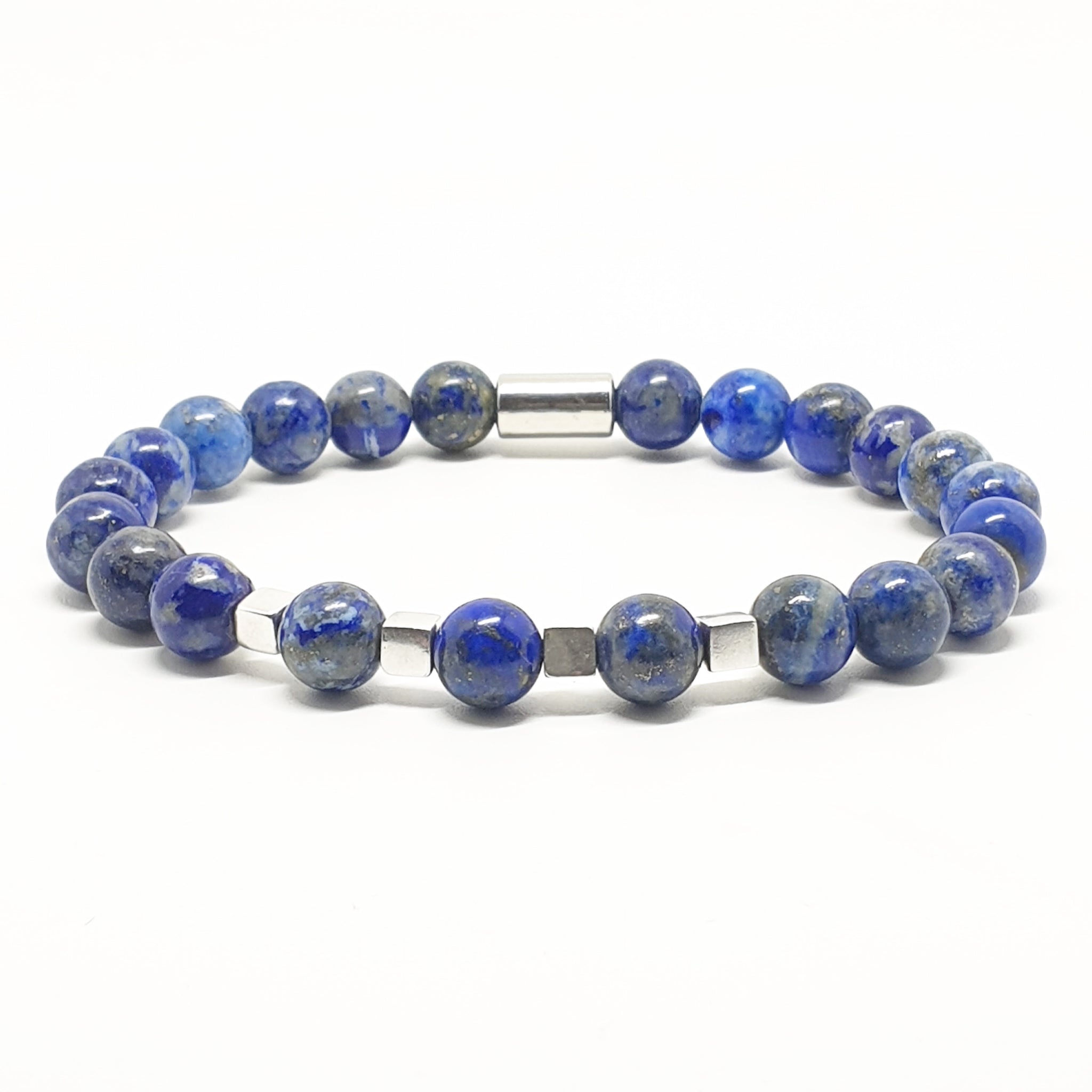 LAPIS LAZULI WITH 925 STERLING SILVER ENERGY GEMSTONE BRACELET