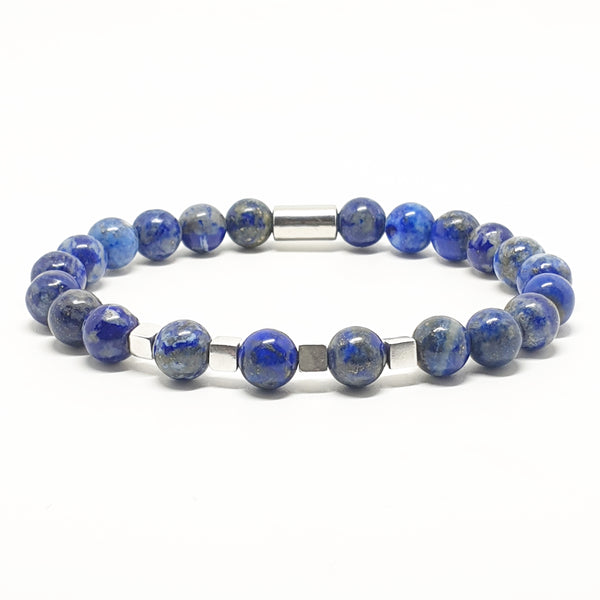 LAPIS LAZULI WITH 925 STERLING SILVER ENERGY GEMSTONE BRACELET