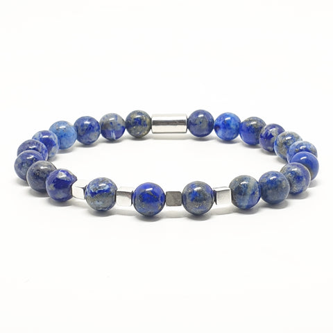 LAPIS LAZULI WITH 925 STERLING SILVER ENERGY GEMSTONE BRACELET