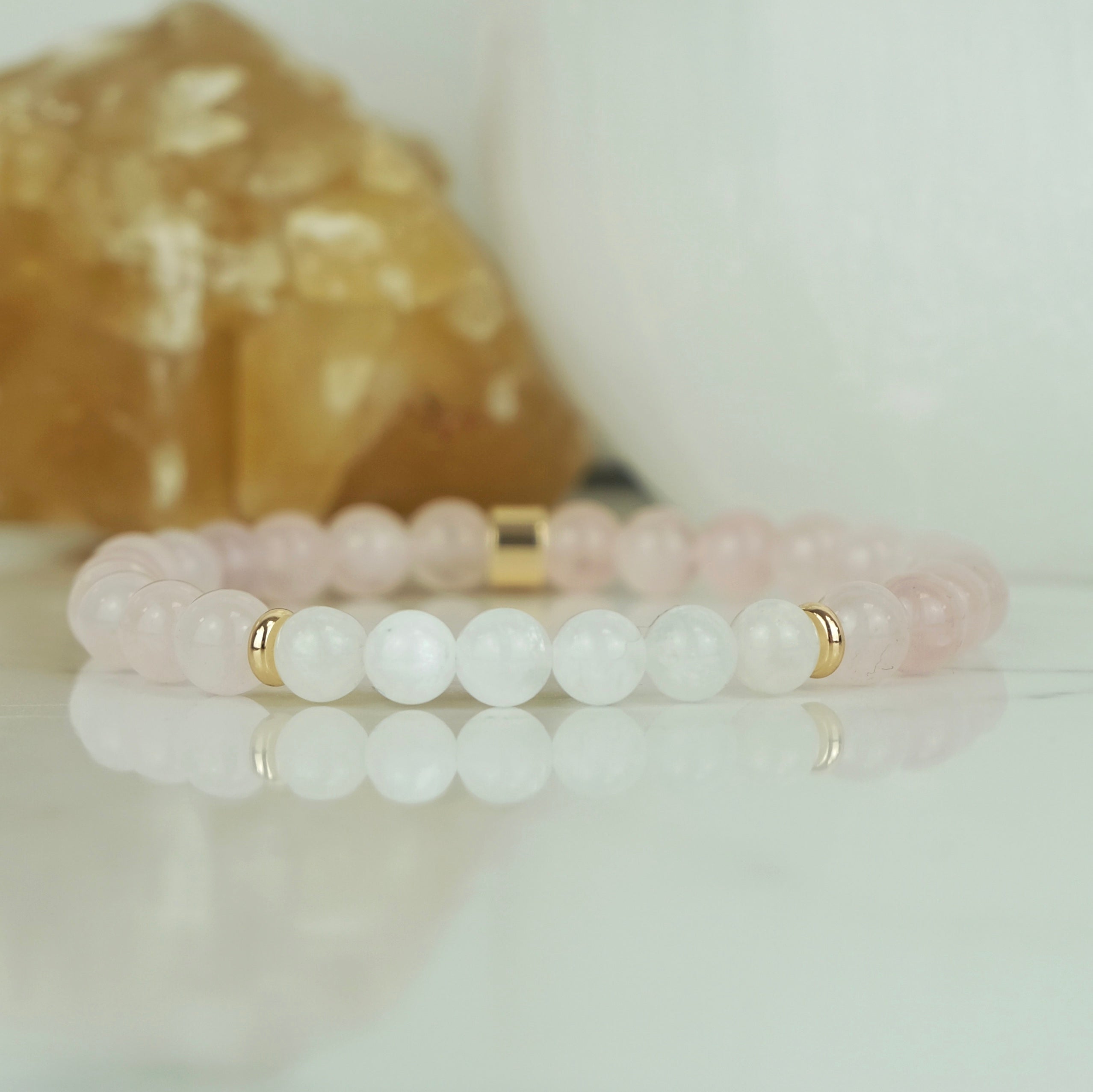 Rose Quartz and Moonstone Energy Gemstone Bracelet