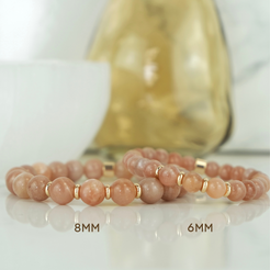 Sunstone energy gemstone bracelet with gold plated accessories in both 8mm and 6mm size beads